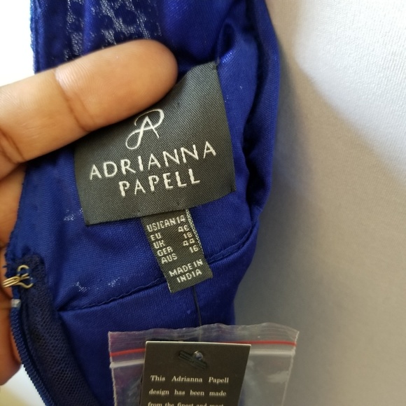 Adrianna Papell Blue Silver Sequin Dress 14 - Picture 5 of 8